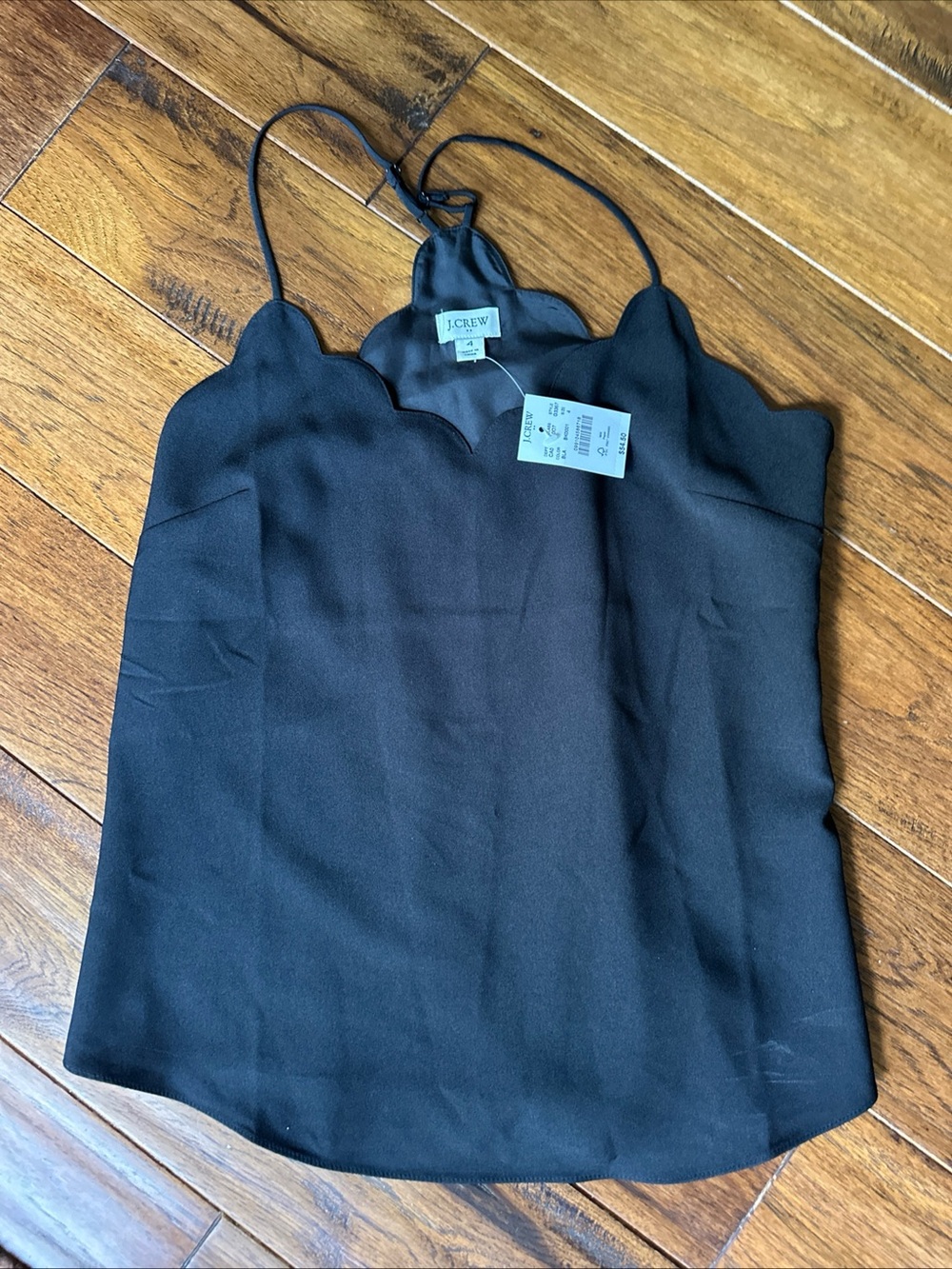 J. Crew Black Scalloped-Edge Camisole